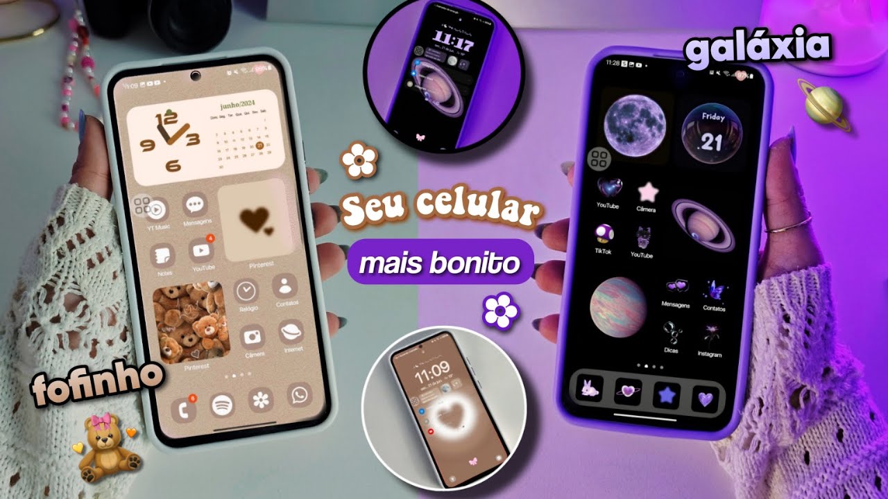 COMO DEIXAR SEU CELULAR MAIS BONITO | Personalização fofa e galáxia