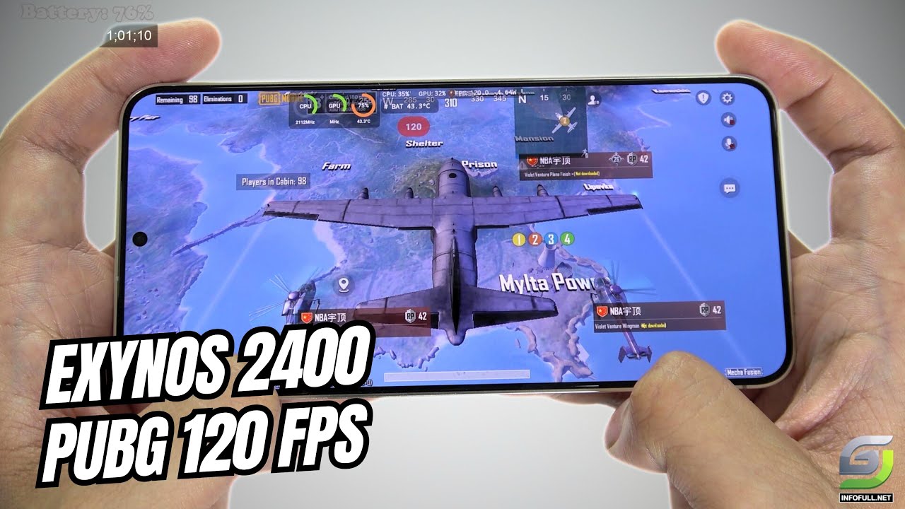 Samsung Galaxy S24 Plus Test game PUBG Mobile 120 FPS Update | Exynos 2400