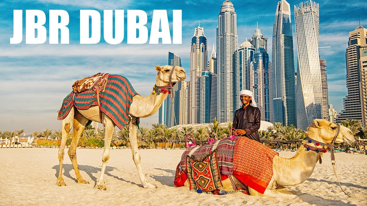 4K HDR Walking Jumeirah Beach Residence Dubai Tourist Attraction with captions Walk JBR DUBAI