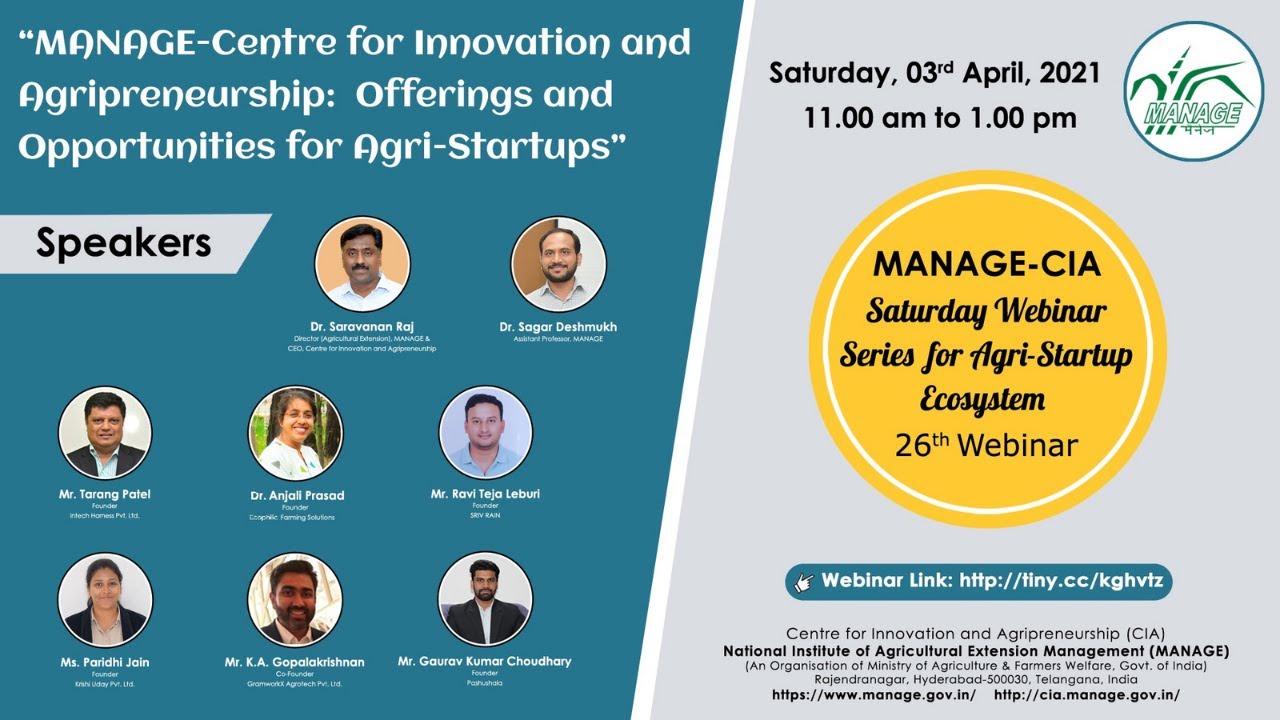 MANAGE-Centre for Innovation and Agripreneurship: Offerings and Opportunities for Agri-Startups