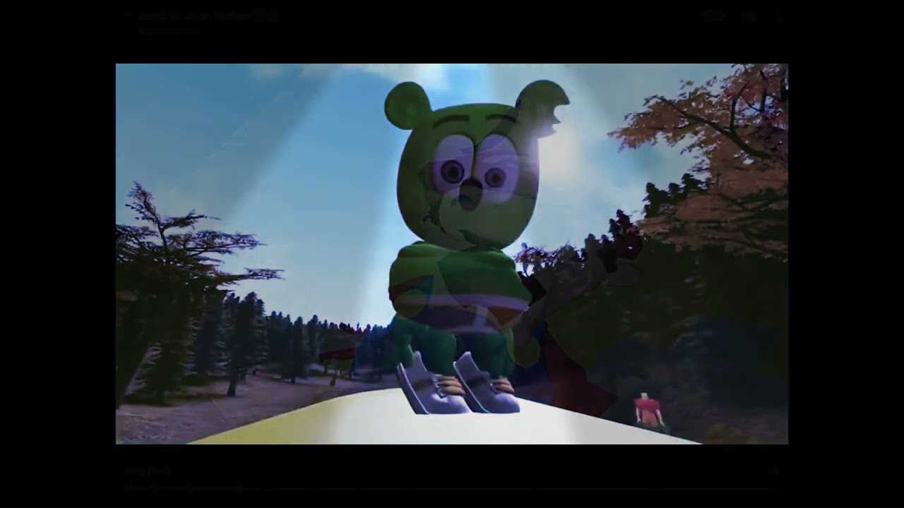 Mario getting crushed by the gummy bear’s butt