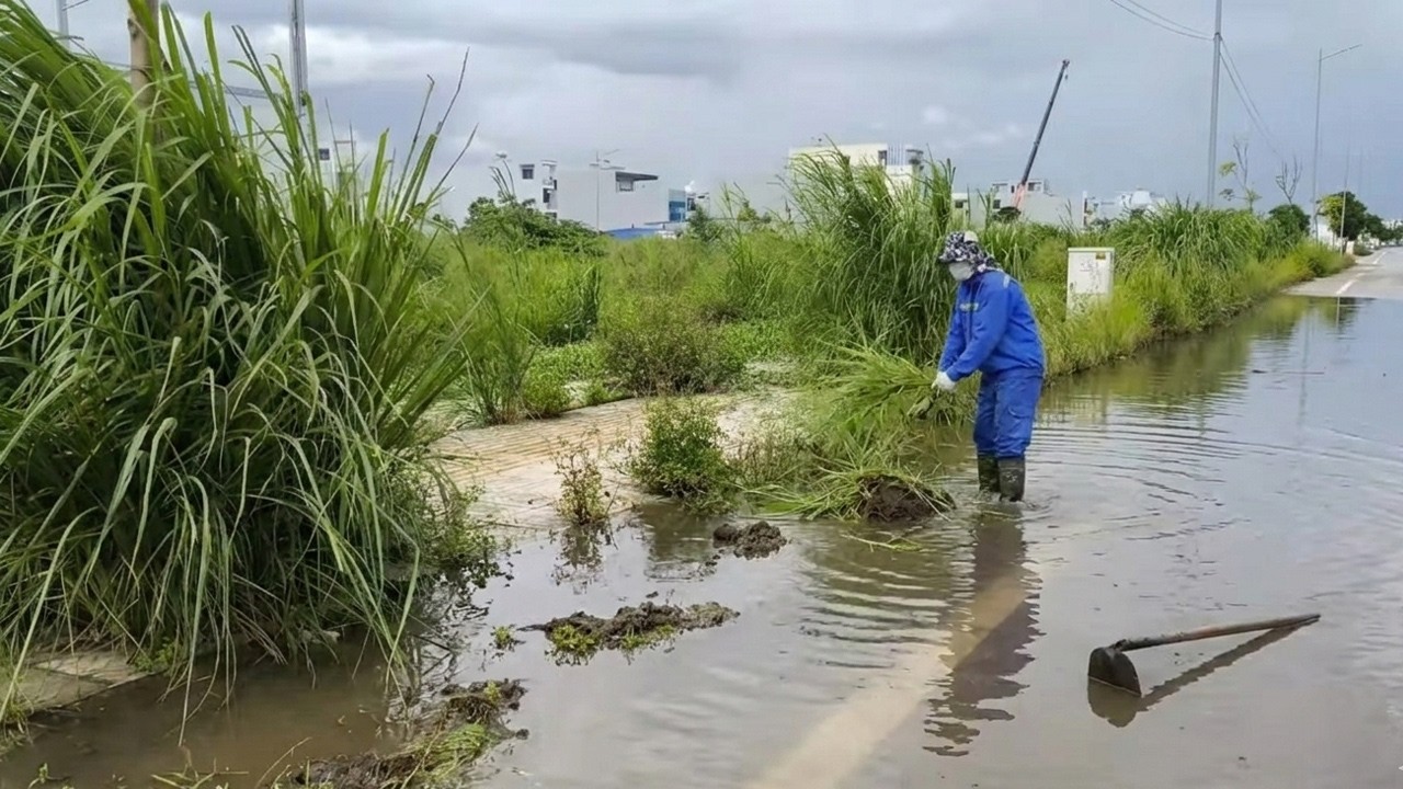 We found people's sympathy when we cleaned up the flooded sidewalks