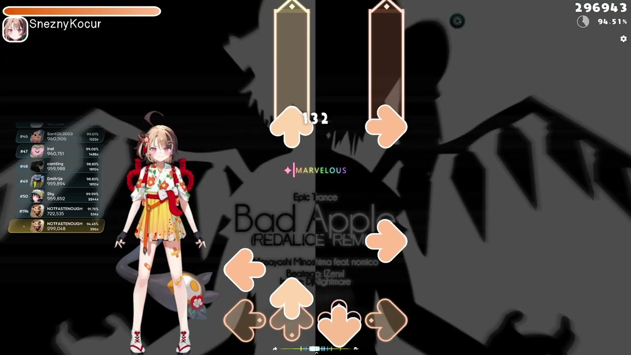 [Osu mania] Bad apple (Redalic Remix) 2.71 A