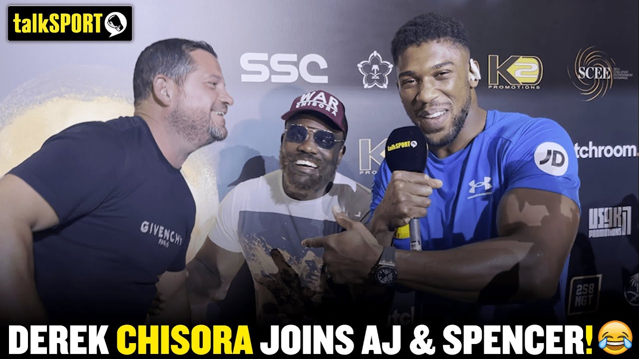 Derek Chisora crashes Anthony Joshua's interview with talkSPORT to give Spencer Oliver a chair! 🪑🤣