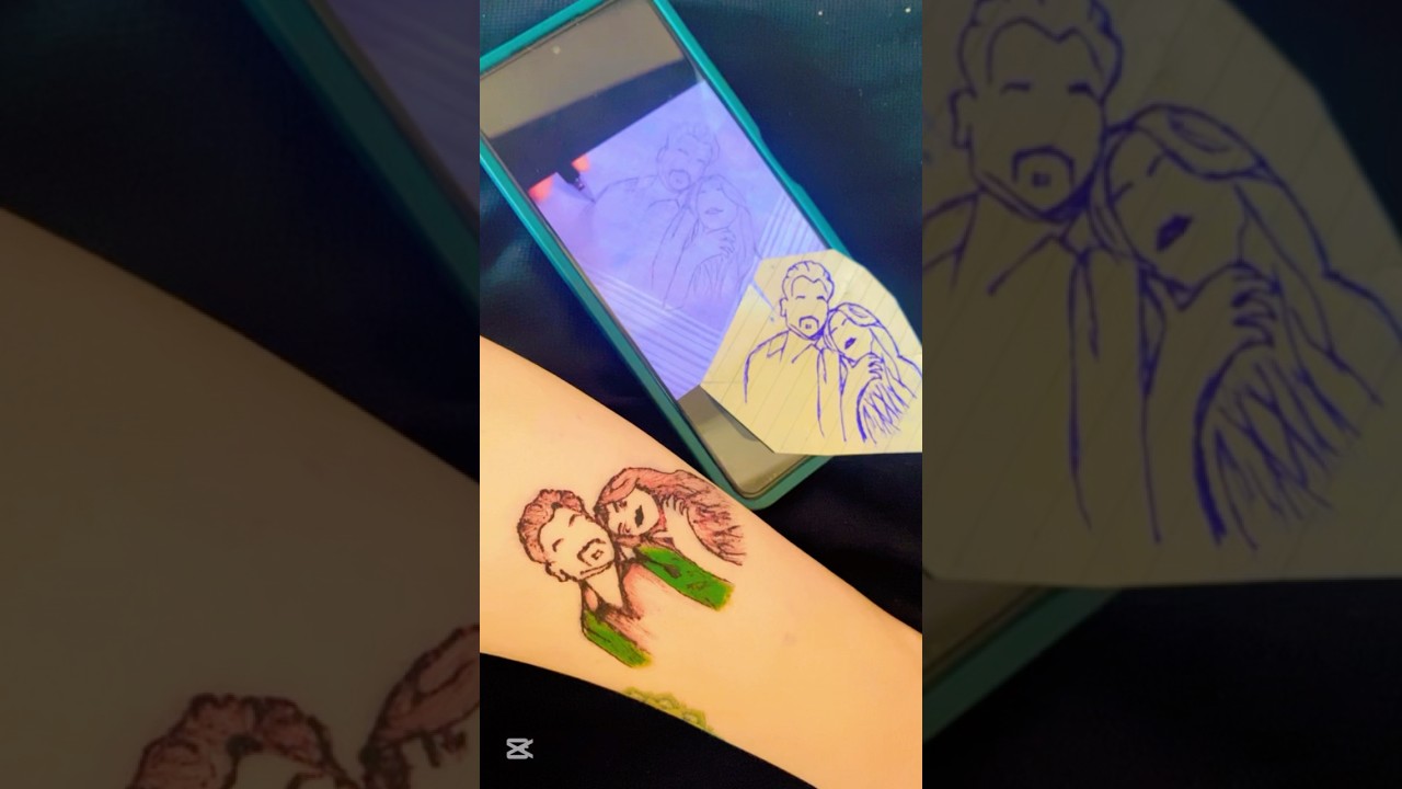 Portrait Couple Mehndi For Beginners/Tracing Aesthetic Couple ki Mehndi/Step by Step Portrait