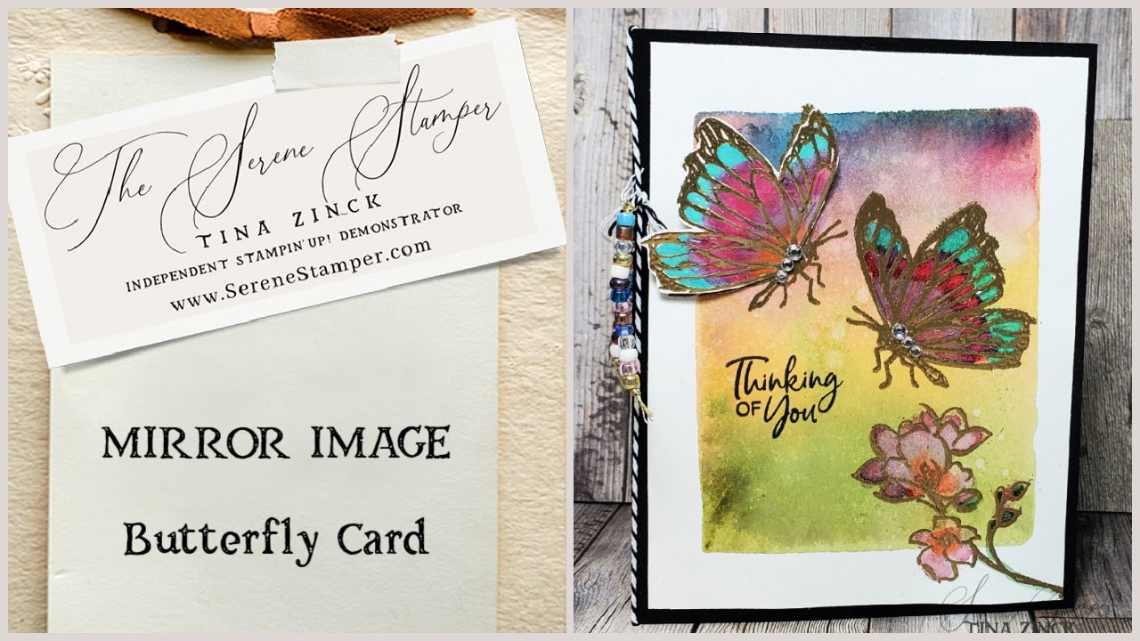 Mirror Image Butterfly Card | with Beaded Charms