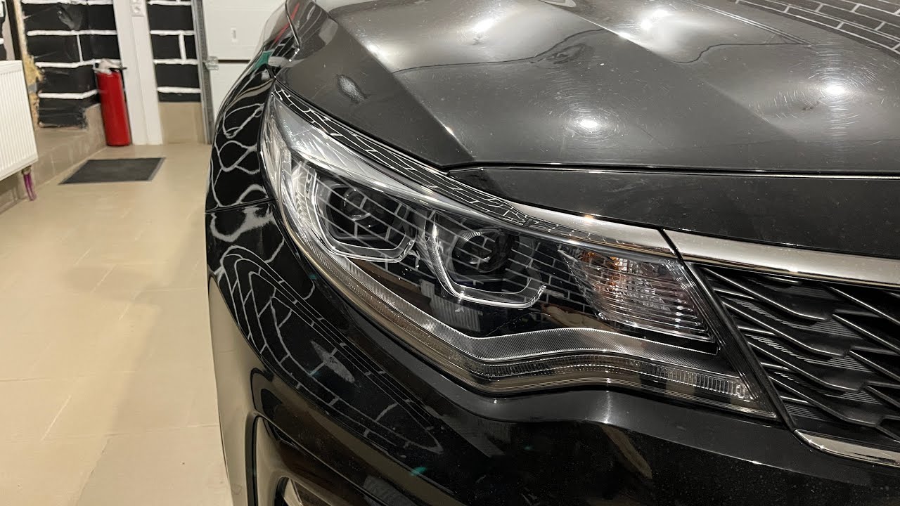 Kia Optima led - замена штатных диодных линз на новые Expression