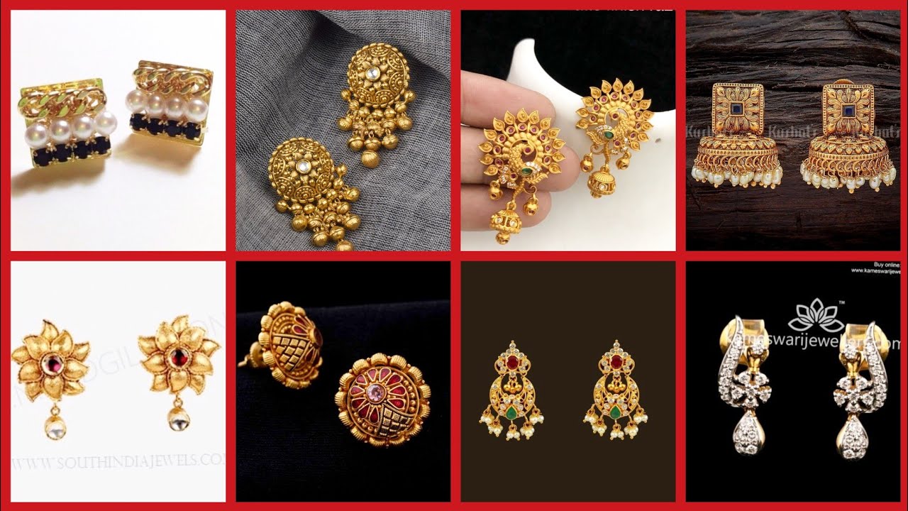 Outstanding Small Gold Earrings Designs For Daily Wear //Minimalist Gold Studs And Gold Earrings