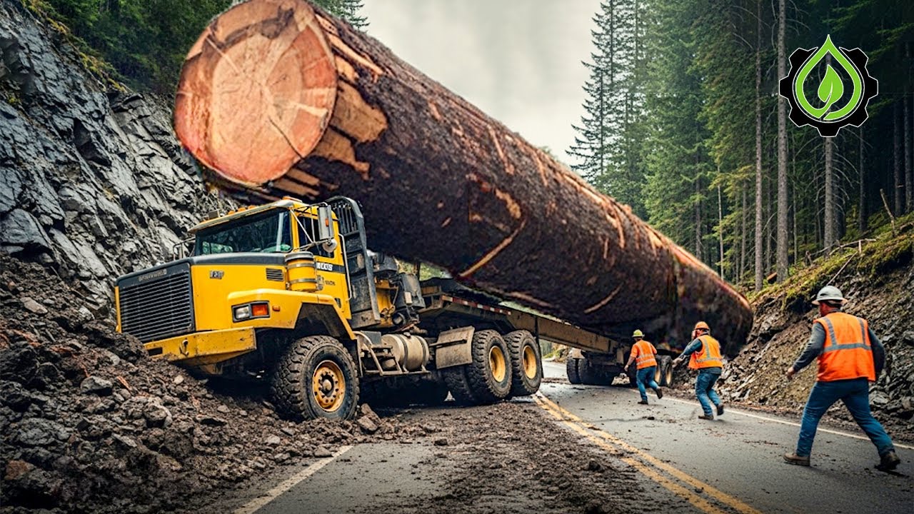 Extreme Dangerous Big Logging Wood Truck Driving Skill | Fastest Chainsaw Cutting Tree Machines #4