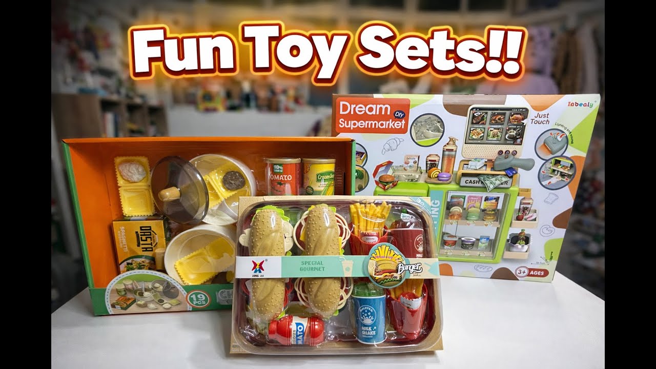 Unboxing Toy Food Sets in 4K 🤩 | Supermarket & Burger Playset