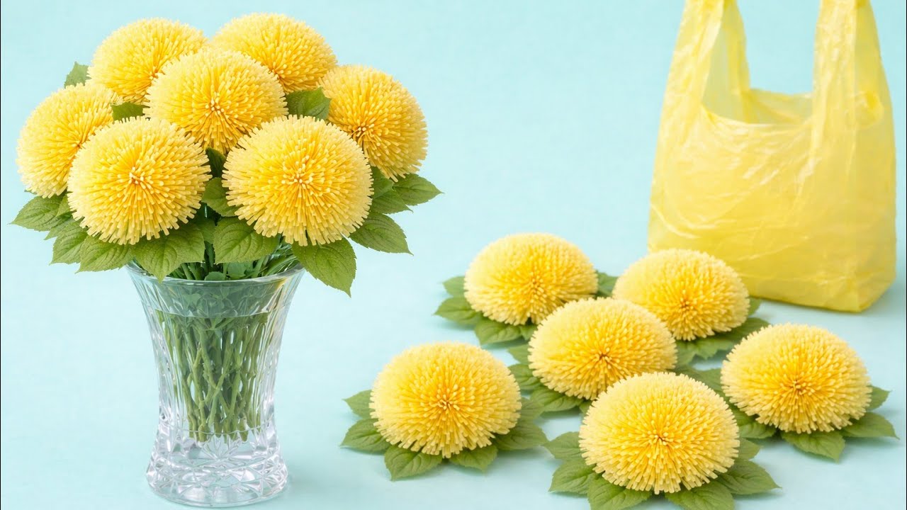 how to make flower from shopping bags