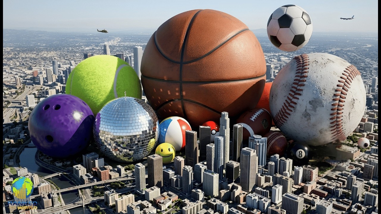 ◀ Ball Size Comparison ▶ | What If Balls Were 100x Bigger? | 3D