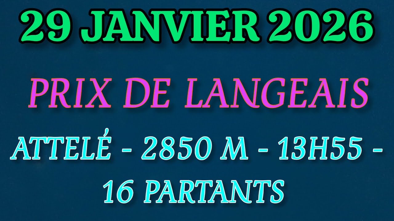 QUINTÉ+ DU JEUDI 29 JANVIER 2026 À VINCENNES DANS LE PRIX DE LANGEAIS - R1 C1.