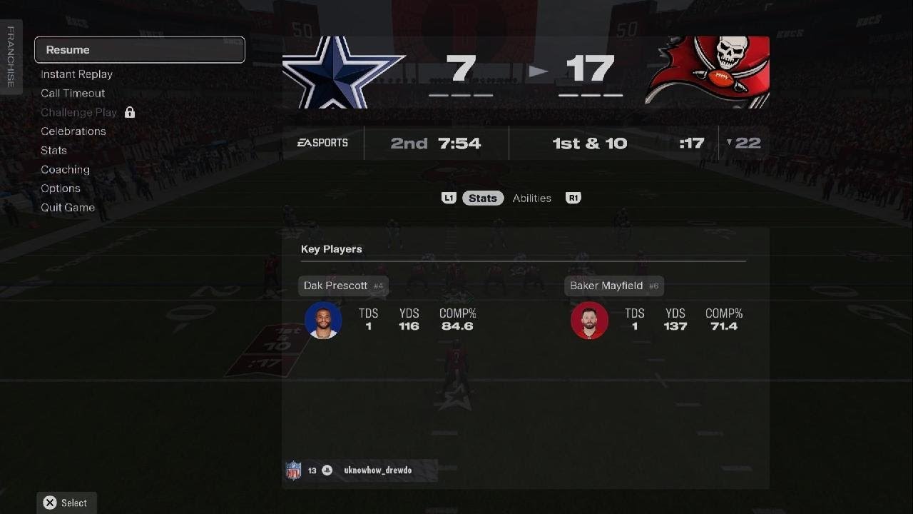 Madden NFL 26 gameplay season 3 week 6 buccaneers vs cowboys part 2