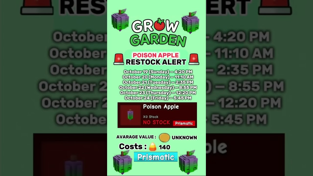 *SHOCKING* POISON APPLE RESTOCK ALERT!! #roblox #growagarden #gaming