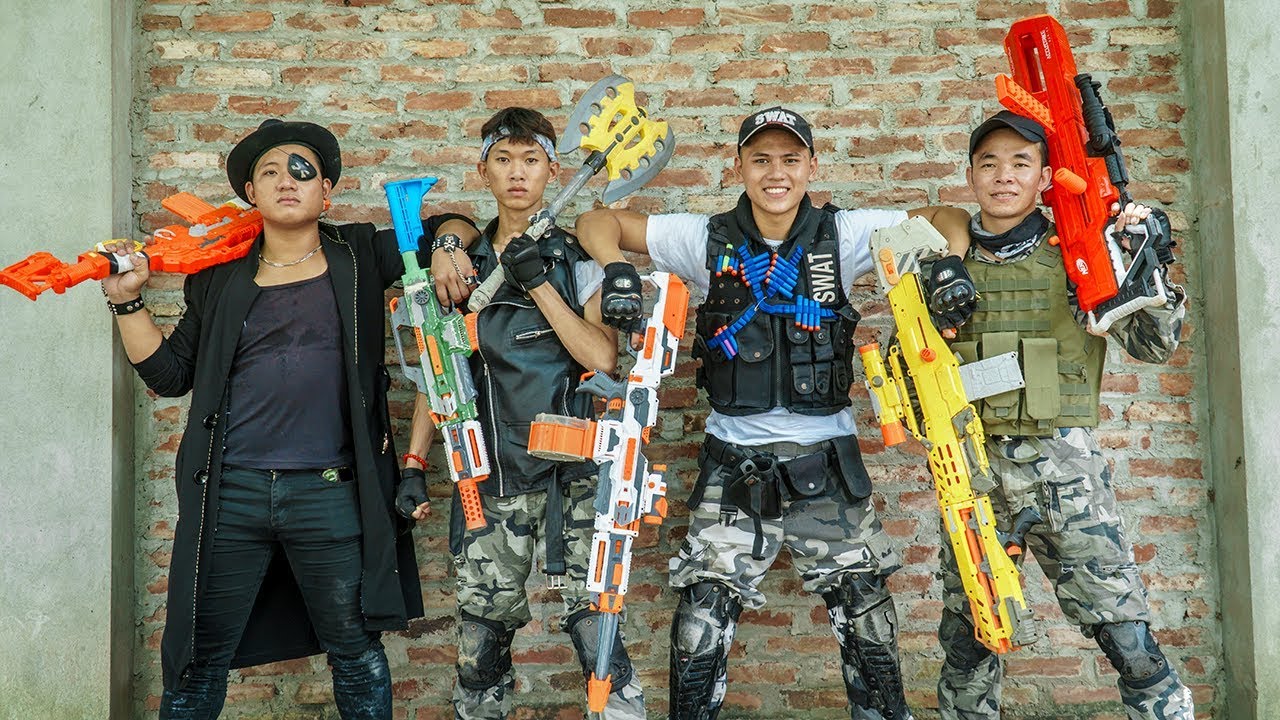 Nerf Guns War : Couple Police Men Of SEAL TEAM Special Attack Black Leader Dangerous Criminal Group