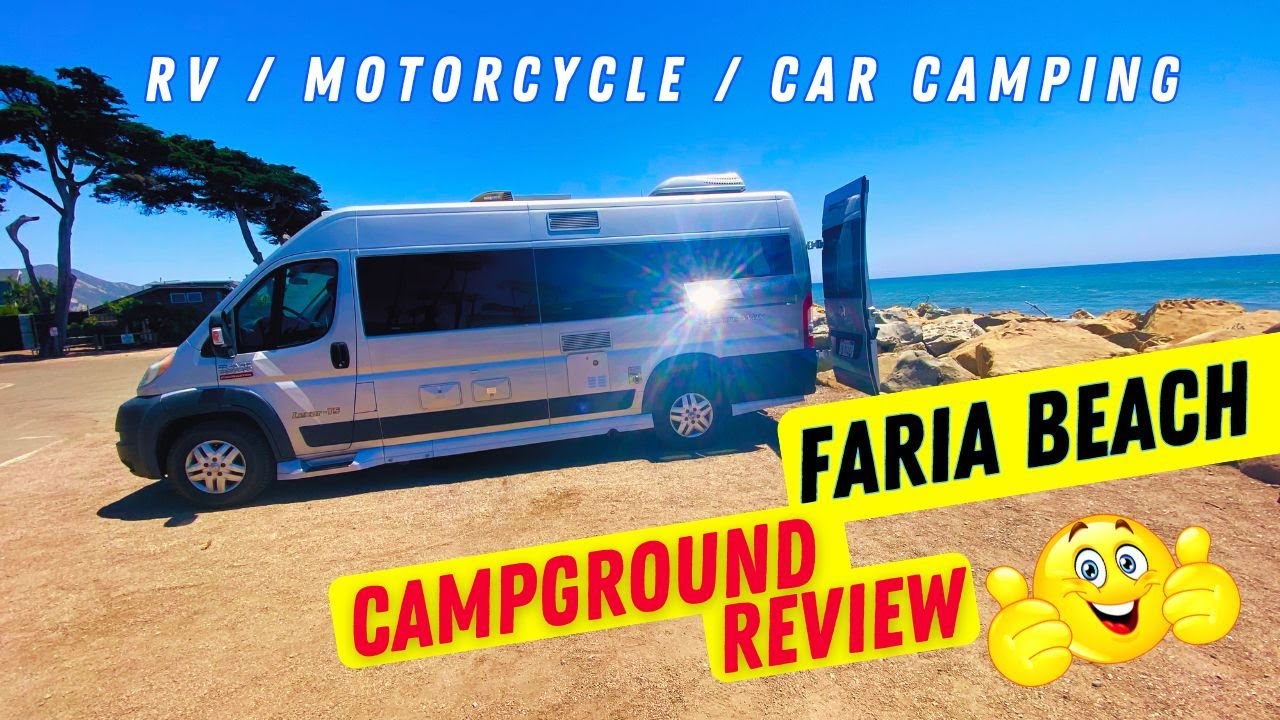 Beach Camping Review California Faria Beach campground RV car tent motorcycle central coast surfing