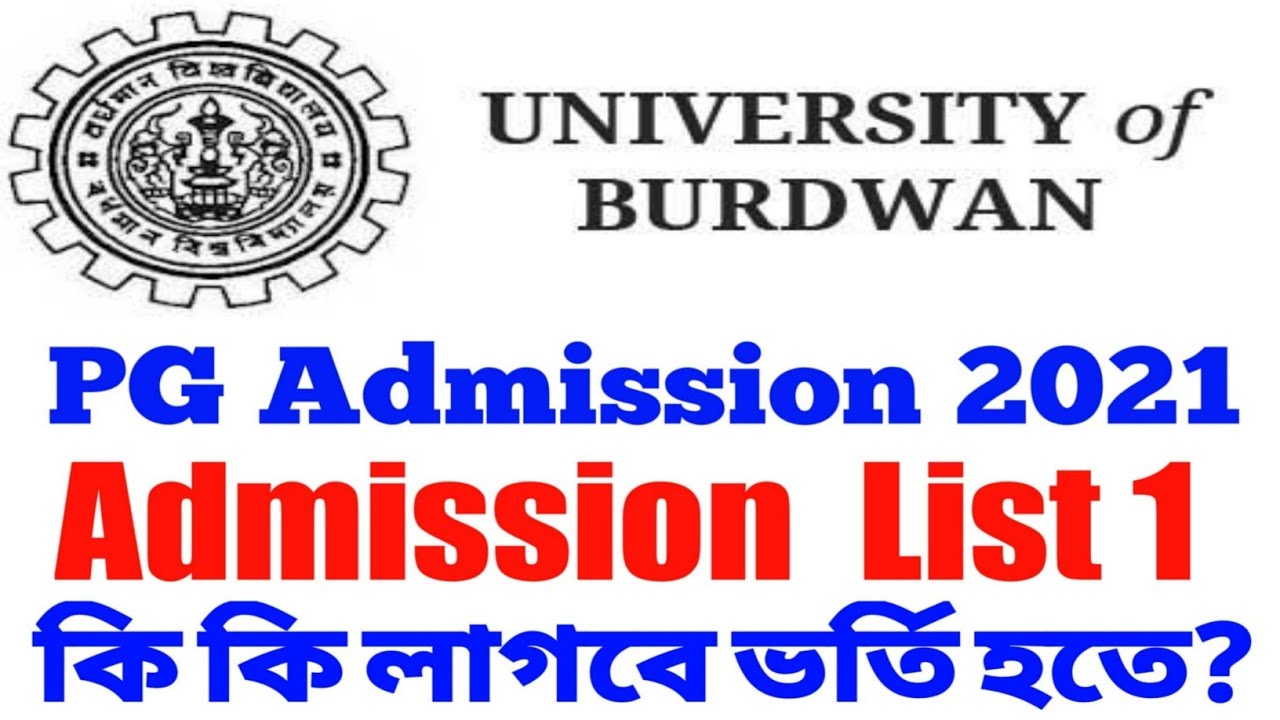 Burdwan University PG Admission 2021 Admission List 1 full process