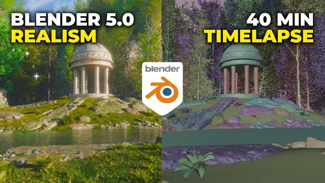 Creating a Realistic Forest Temple in Blender  40 Min Timelapse