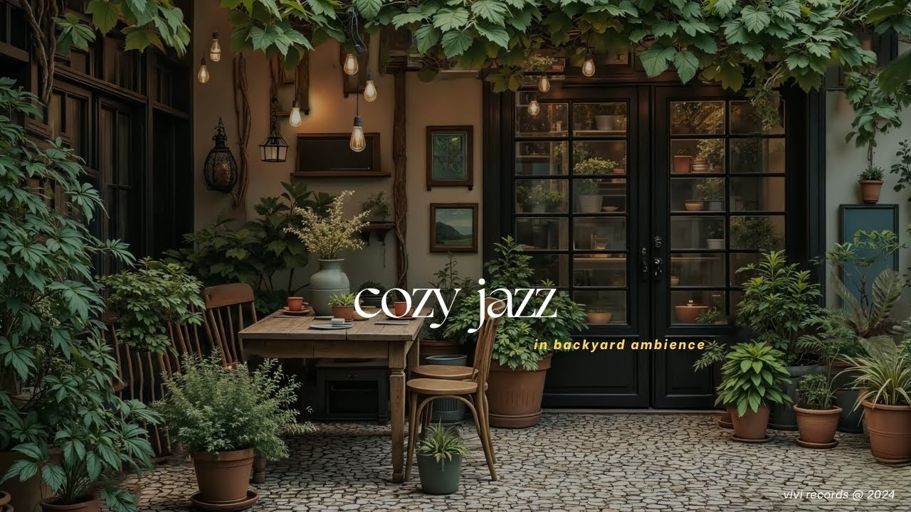 Cozy Outdoor Jazz Piano Playlist for Quiet Morning | Backyard Cafe & Jazz to Relax, Study, Work