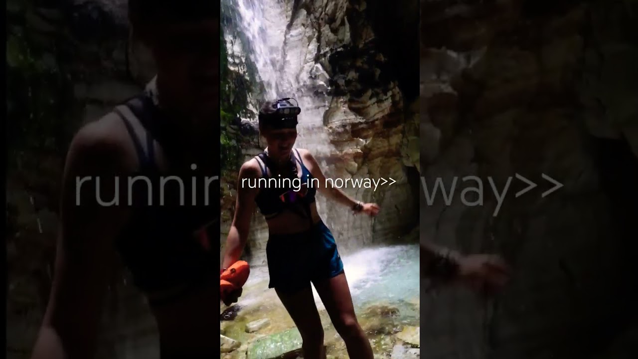 what trail running in norway is like || WATERFALL INSIDE A CAVE