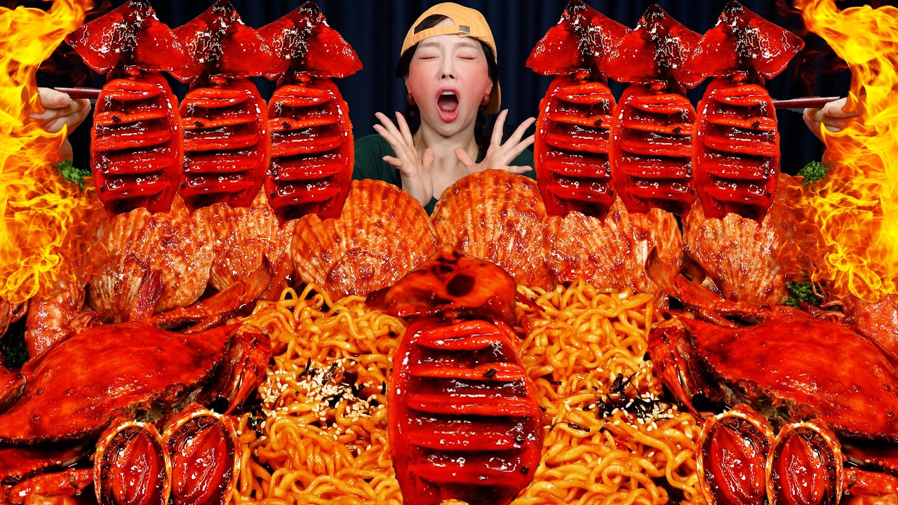 [Mukbang ASMR] Spicy 🔥 SQUID Seafood Boil & Buldak Bokkem Myeon (Korean Spicy Ramen) Ssoyoung