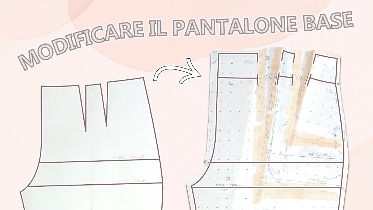 COME MODIFICARE IL CARTAMODELLO DEL PANTALONE BASE AGGIUNGENDO DETTAGLI come zip, pieghe, tasche.