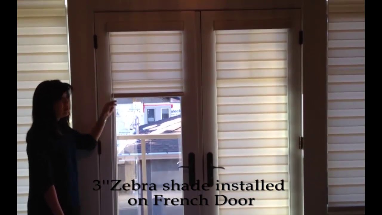 3''Zebra shade installed on French Door