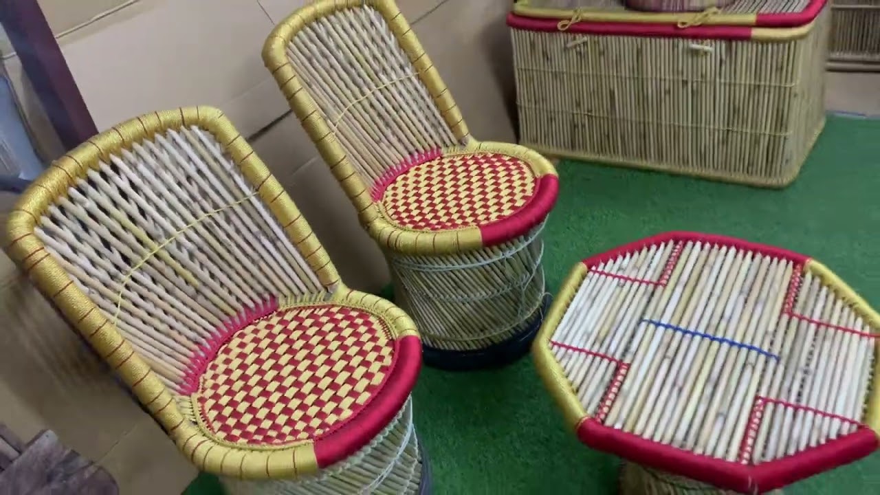 Handmade Cane Furniture | Mudda Chair Stool Set | Bamboo Furniture Manufacturer