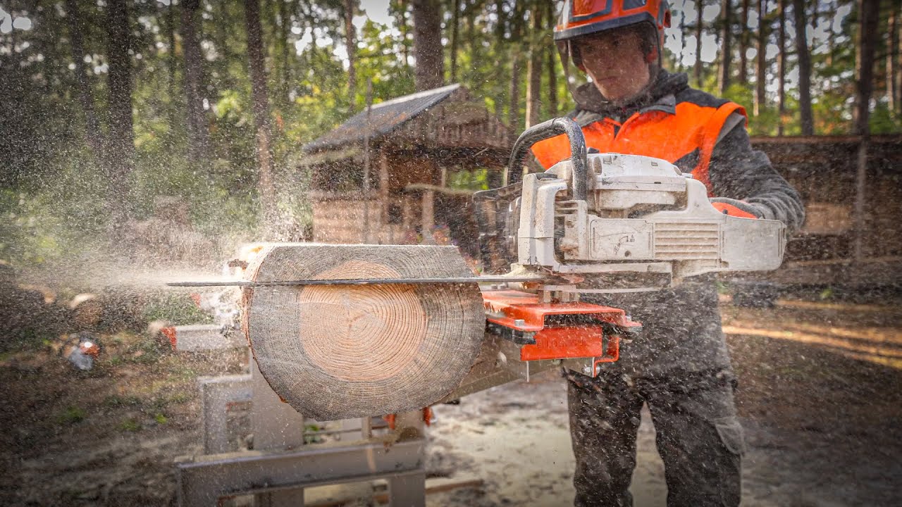 Mobiles Sägewerk: 60m Holzbohlen aus Baumstamm selber sägen