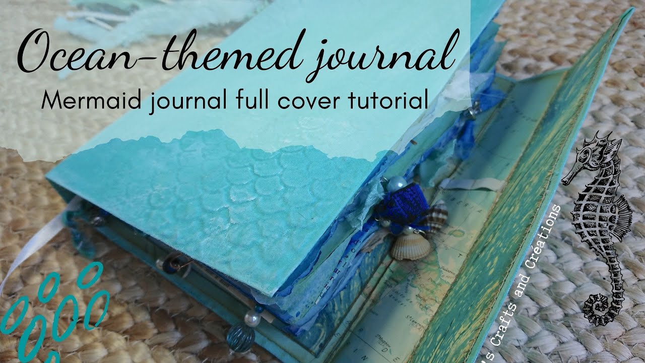 Ocean scales #mermay junk journal cover - full video tutorial of the hidden spine binding process !