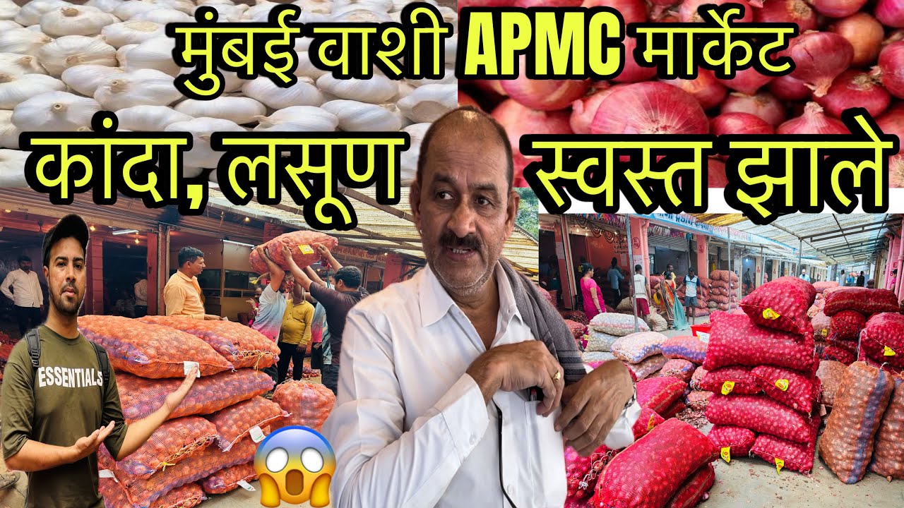 वाशी कांदा, लसूण, बटाटा मार्केट | Vashi Kande Lasun wholesale Market 2024 | Onion garlic 🧄 Market |