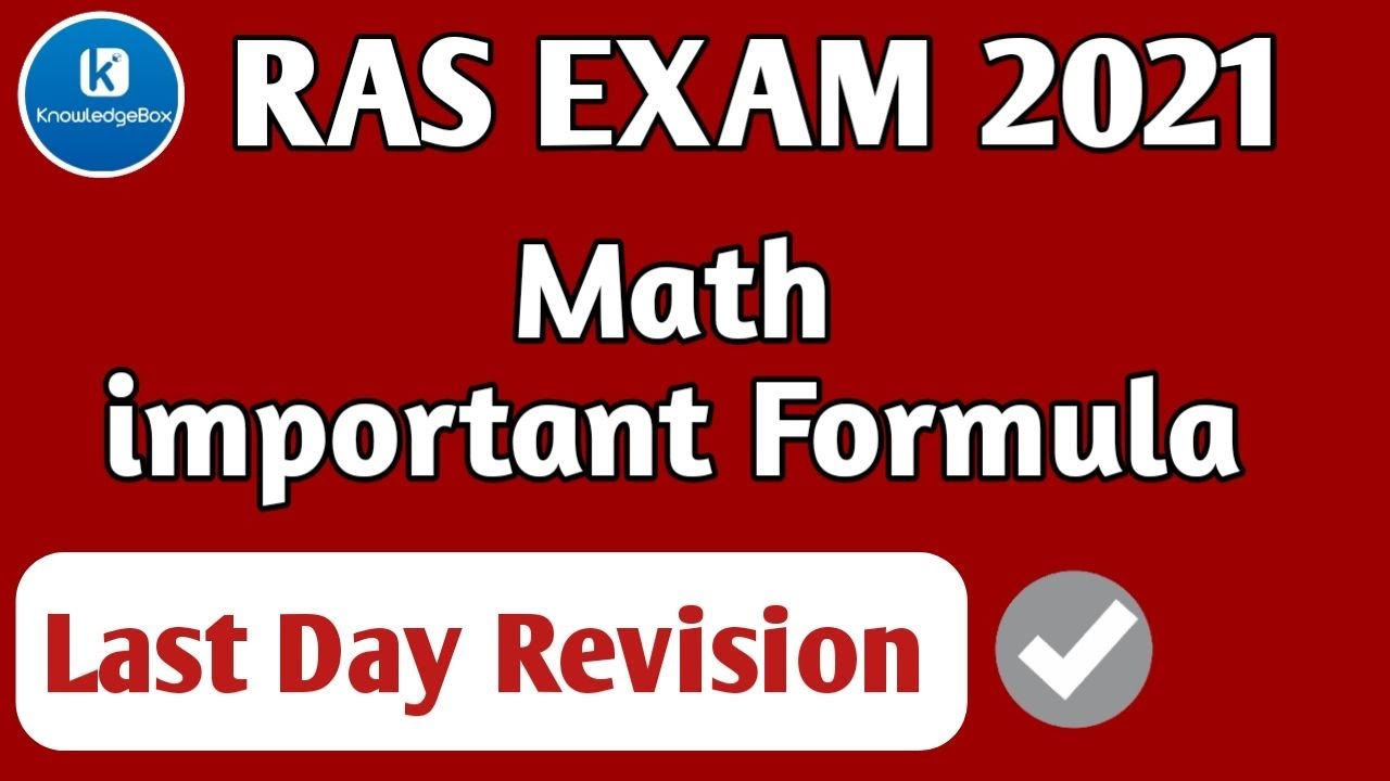 RAS Pre EXAM 2021 | MATH Formula| | Knowledge Box |
