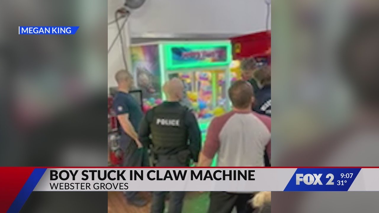 Boy stuck in claw machine in Webster Groves