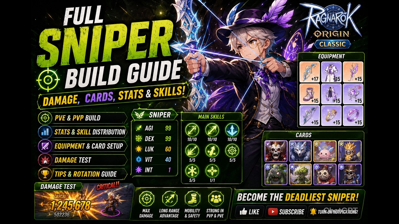 Falcon na malakas manuklaw Full Sniper Build Guide | Damage, Cards, Stats & Skills ETC ROOC Ragnarok