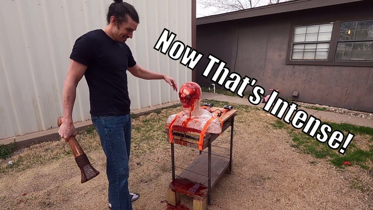 Testing wood and stone weapons on ballistics gel dummy!