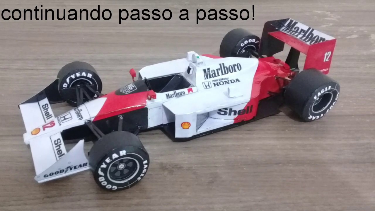 Réplica, Miniatura de f1 McLaren Mp4.4 Ayrton Senna, passo a passo Papercraft, 2° passo.