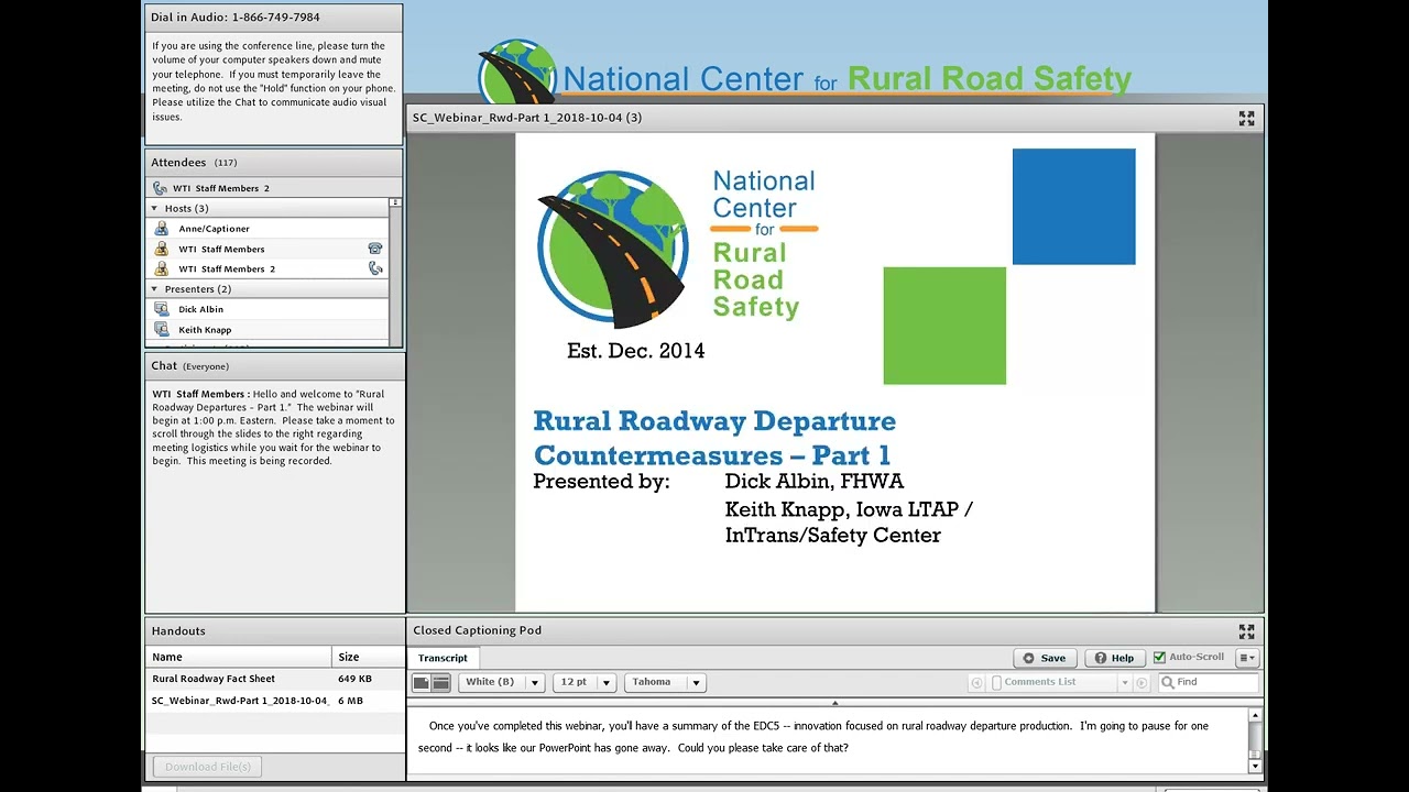 Part 1: Rural Roadway Departure Countermeasures - October 4, 2018