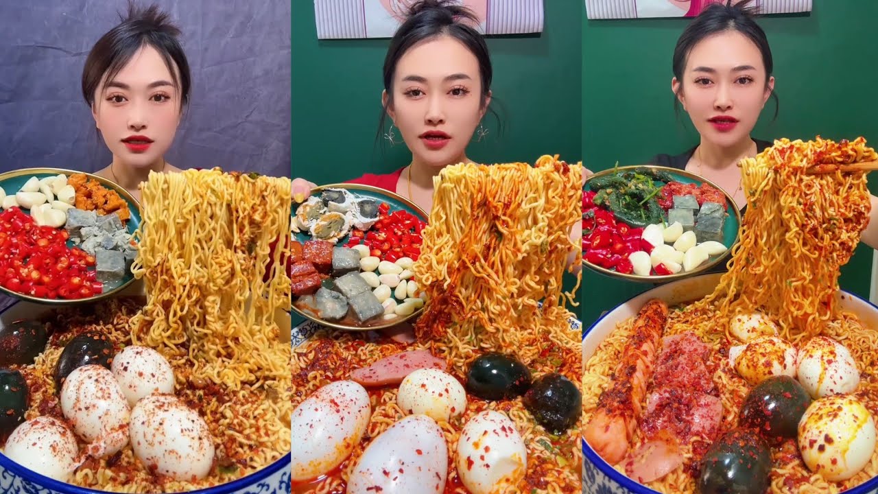 Mukbang Challenge Eating Rice 🍚 with food Spicy 🔥🥵 Noodles 🍜 🍖🥓 Meat#noodles #delicious #hotdog 