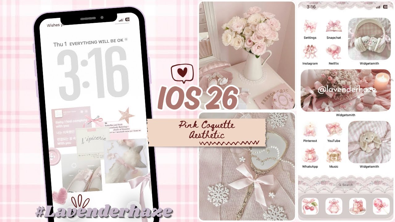 Aesthetic iOS 26 Setup: Coquette Pink Home Screen & Widgets🎀🌸