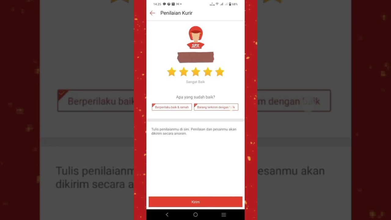 cara kasih bintang untuk kurir shopee