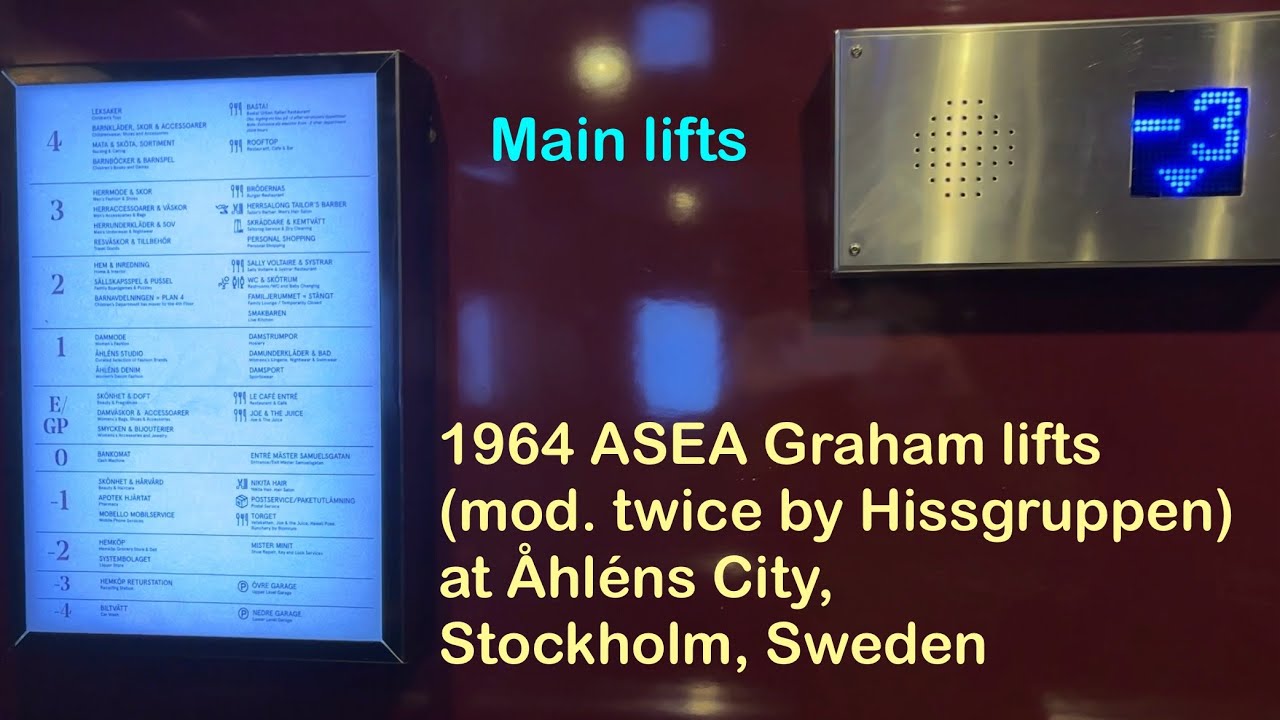 1964 ASEA Graham elevators (modernised twice by Hissgruppen) at Åhléns City, Stockholm, Sweden