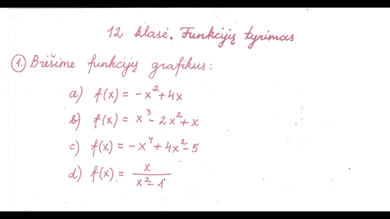 12 klasė. Funkcijų tyrimas