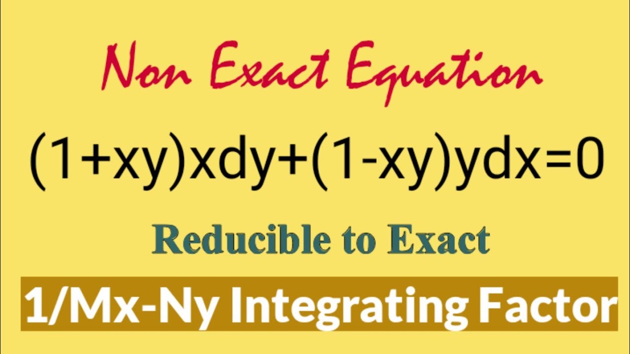 (1+xy)xdy+(1-xy)ydx=0 #NonExact L579 @MathsPulseChinnaiahKalpana