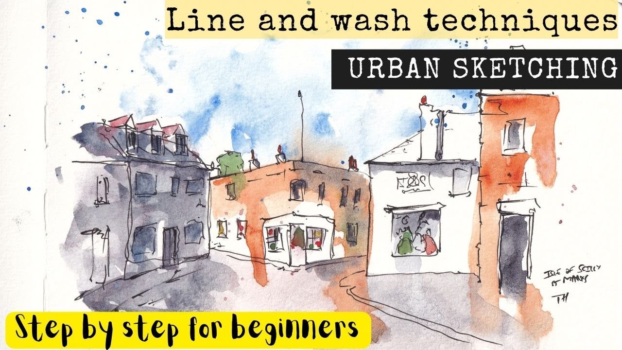 Line and Wash Watercolour Tutorial for Beginners - Step by Step Urban Sketch