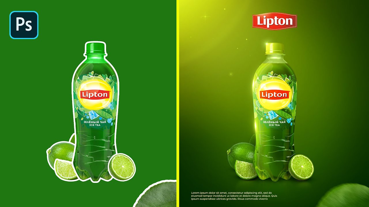 How to Design Ice Tea Social Media Banner I Photoshop Tutorial