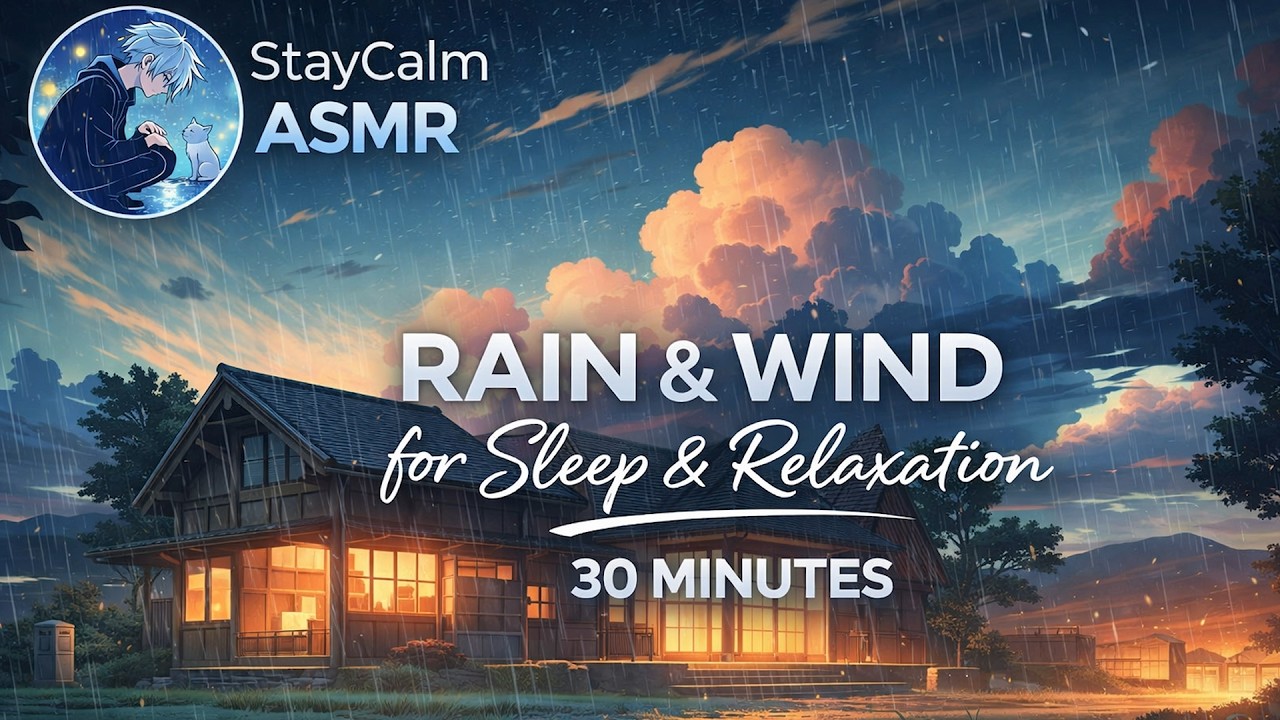 Rain & Wind Sounds 🌧️🌬️ 30 Minutes for Deep Sleep & Relaxation | Cozy Cabin Ambience