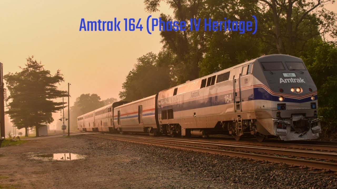 Amtrak 164 (Phase IV Heritage Unit) leads Amtrak 29 The Capitol Limited In Elkhart Indiana