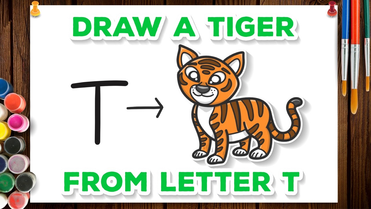 How to Draw a Tiger from Letter T. Easy Drawing Tutorial