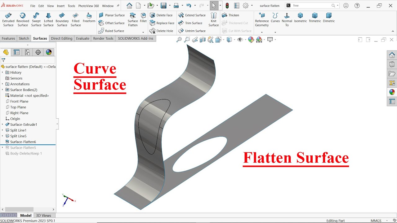 Solidworks Surface flatten